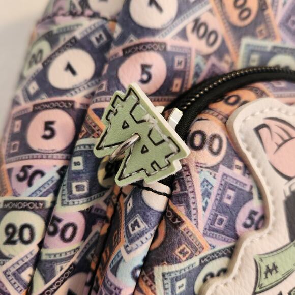 Hasbro Gaming Monopoly Money Mini Backpack Shoulder Bag‎ Casino Purse NWT - Picture 5 of 9
